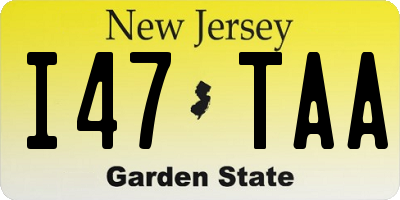 NJ license plate I47TAA