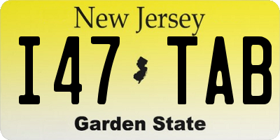 NJ license plate I47TAB