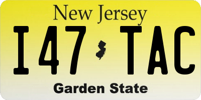 NJ license plate I47TAC
