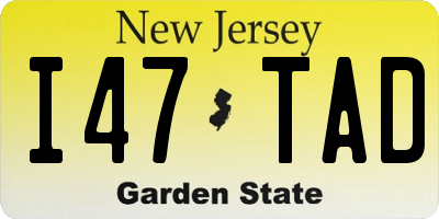 NJ license plate I47TAD