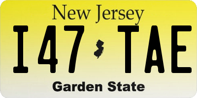 NJ license plate I47TAE