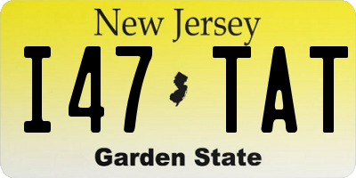 NJ license plate I47TAT