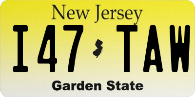 NJ license plate I47TAW