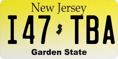 NJ license plate I47TBA