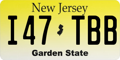 NJ license plate I47TBB