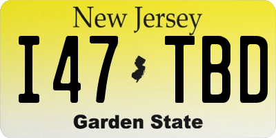 NJ license plate I47TBD