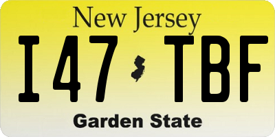 NJ license plate I47TBF