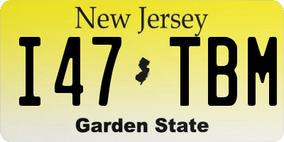 NJ license plate I47TBM