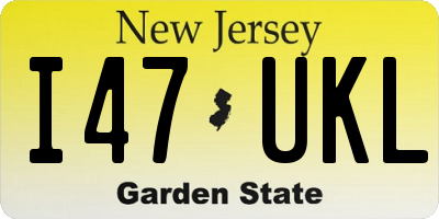 NJ license plate I47UKL