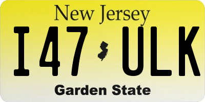NJ license plate I47ULK