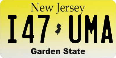 NJ license plate I47UMA