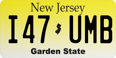 NJ license plate I47UMB