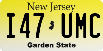 NJ license plate I47UMC