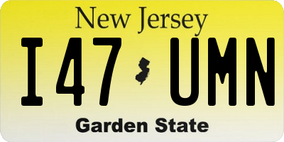 NJ license plate I47UMN