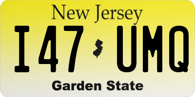 NJ license plate I47UMQ