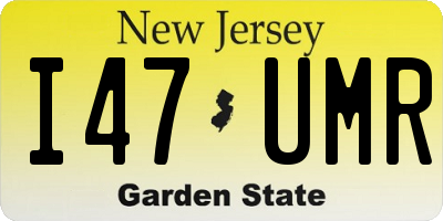 NJ license plate I47UMR