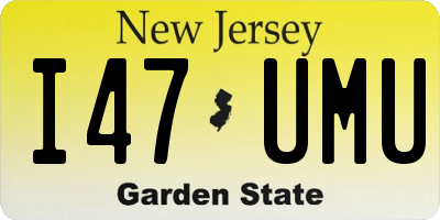 NJ license plate I47UMU