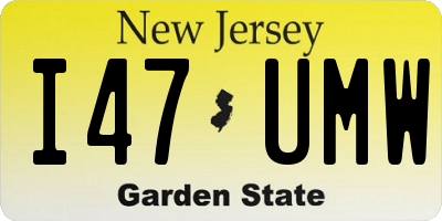 NJ license plate I47UMW