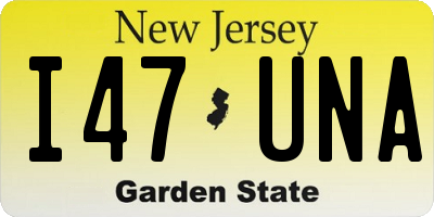 NJ license plate I47UNA