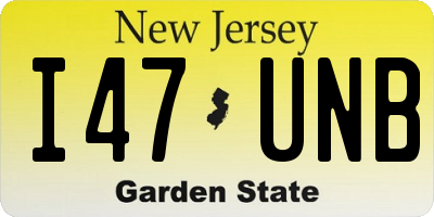 NJ license plate I47UNB
