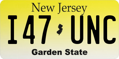 NJ license plate I47UNC