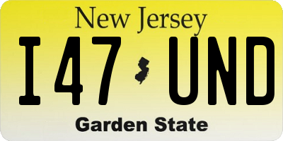 NJ license plate I47UND