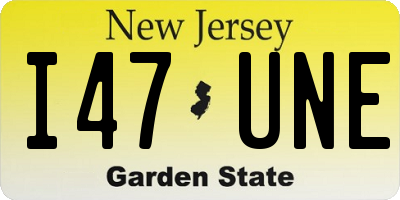NJ license plate I47UNE