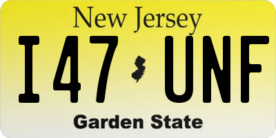 NJ license plate I47UNF
