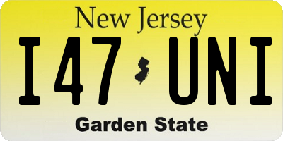 NJ license plate I47UNI