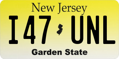 NJ license plate I47UNL