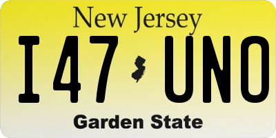 NJ license plate I47UNO