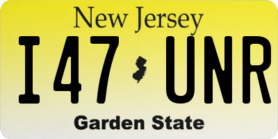 NJ license plate I47UNR