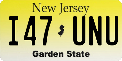 NJ license plate I47UNU