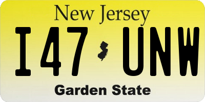 NJ license plate I47UNW