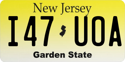 NJ license plate I47UOA
