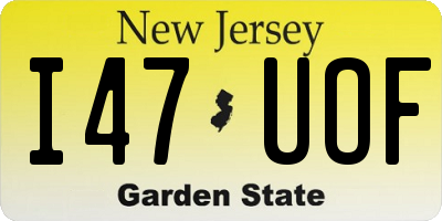 NJ license plate I47UOF