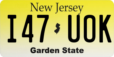 NJ license plate I47UOK