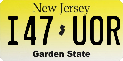 NJ license plate I47UOR