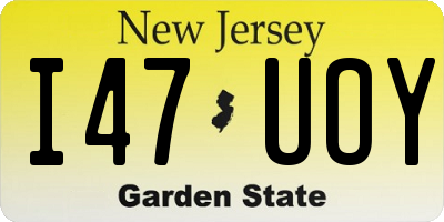 NJ license plate I47UOY
