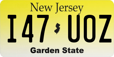 NJ license plate I47UOZ