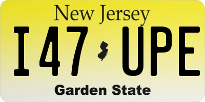 NJ license plate I47UPE