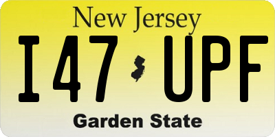 NJ license plate I47UPF