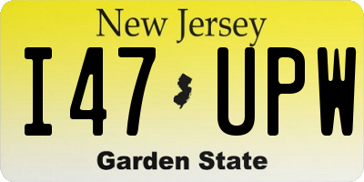 NJ license plate I47UPW
