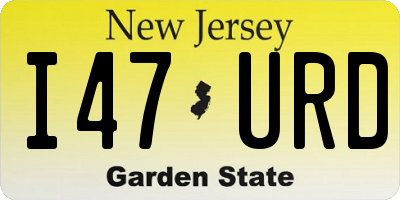NJ license plate I47URD