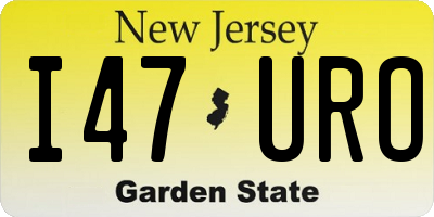 NJ license plate I47URO