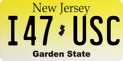 NJ license plate I47USC