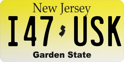 NJ license plate I47USK