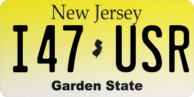 NJ license plate I47USR