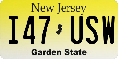NJ license plate I47USW