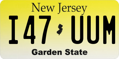 NJ license plate I47UUM